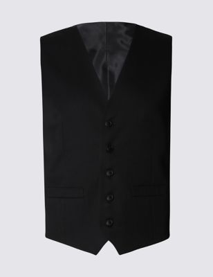 Black Regular Fit 5 Button Waistcoat